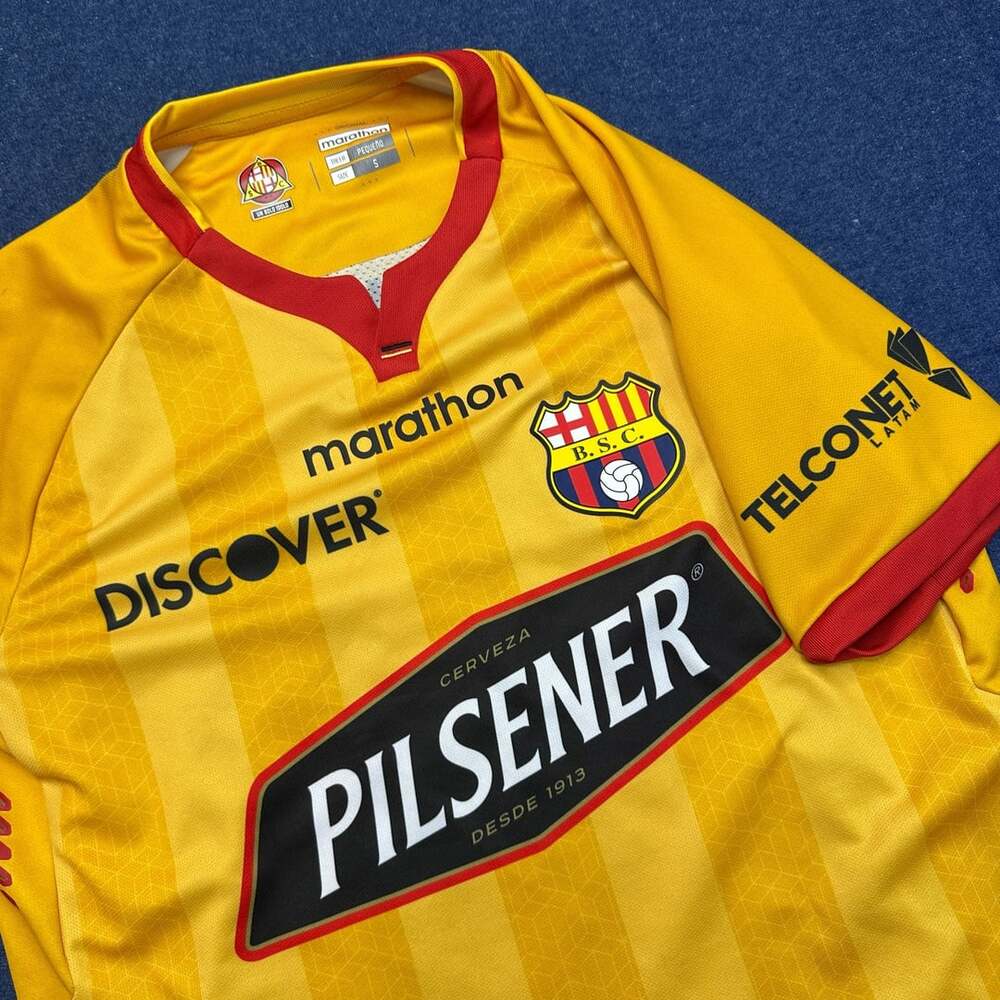 Marathon Barcelona SC 2021/22 Home Soccer Jersey #18 Oyola Small